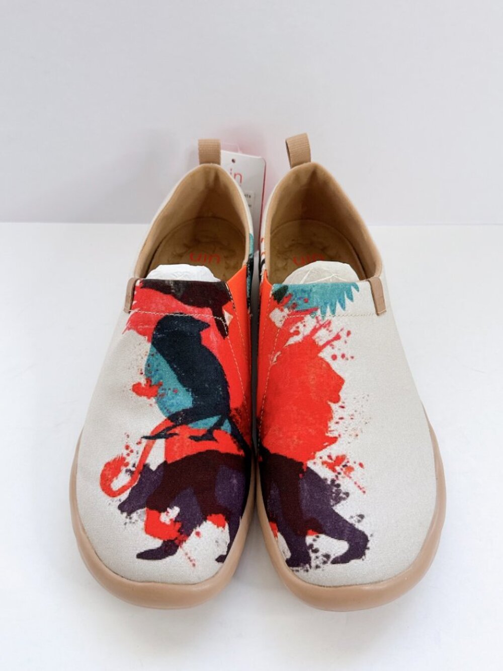 Men’s Size 10.5 UIN Birds & Beasts Canvas Slip On Shoes Art Travel Flats